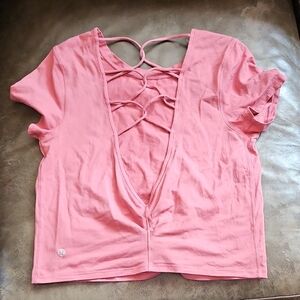 Lululemon Ever Ready Top Shirt Cherry Tint pink Size 4 open back crop yoga